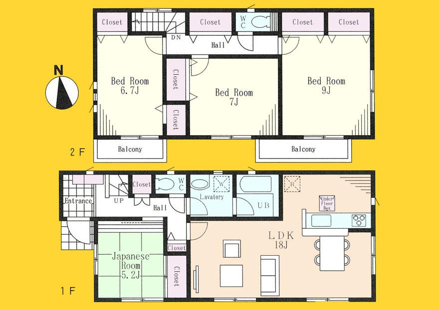 Floor plan. 42,800,000 yen, 4LDK, Land area 146.46 sq m , Building area 109.35 sq m