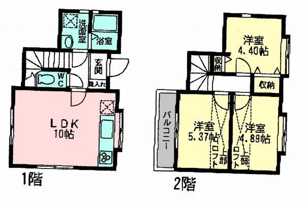 Floor plan. 24,800,000 yen, 3LDK, Land area 73.92 sq m , Building area 58.31 sq m
