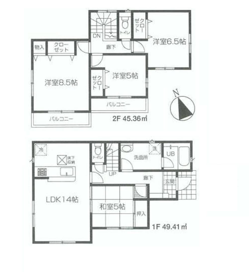 Floor plan. (1 Building), Price 25,800,000 yen, 4LDK, Land area 117.6 sq m , Building area 94.77 sq m