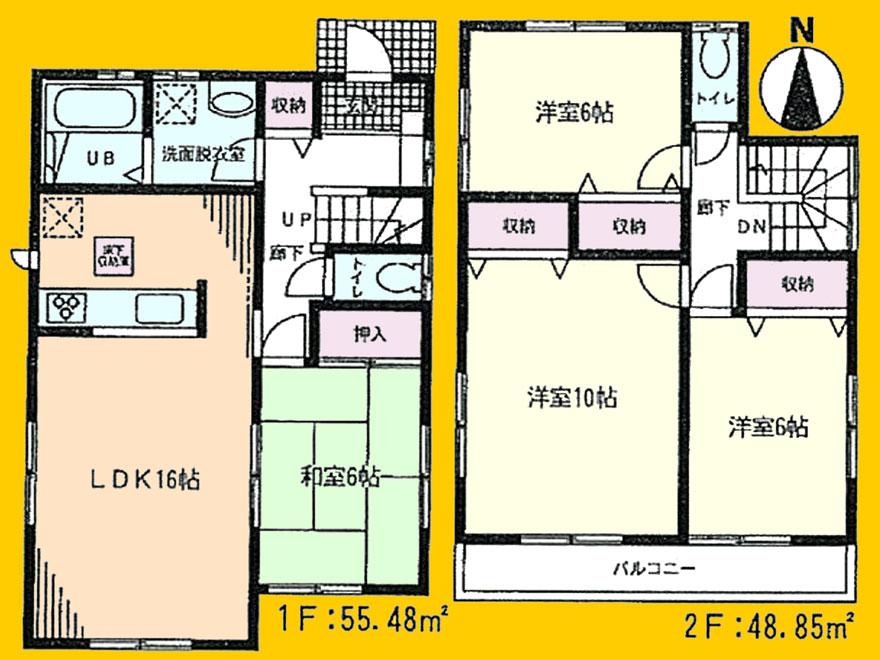 Floor plan. (1 Building), Price 43,800,000 yen, 4LDK, Land area 162.55 sq m , Building area 104.33 sq m