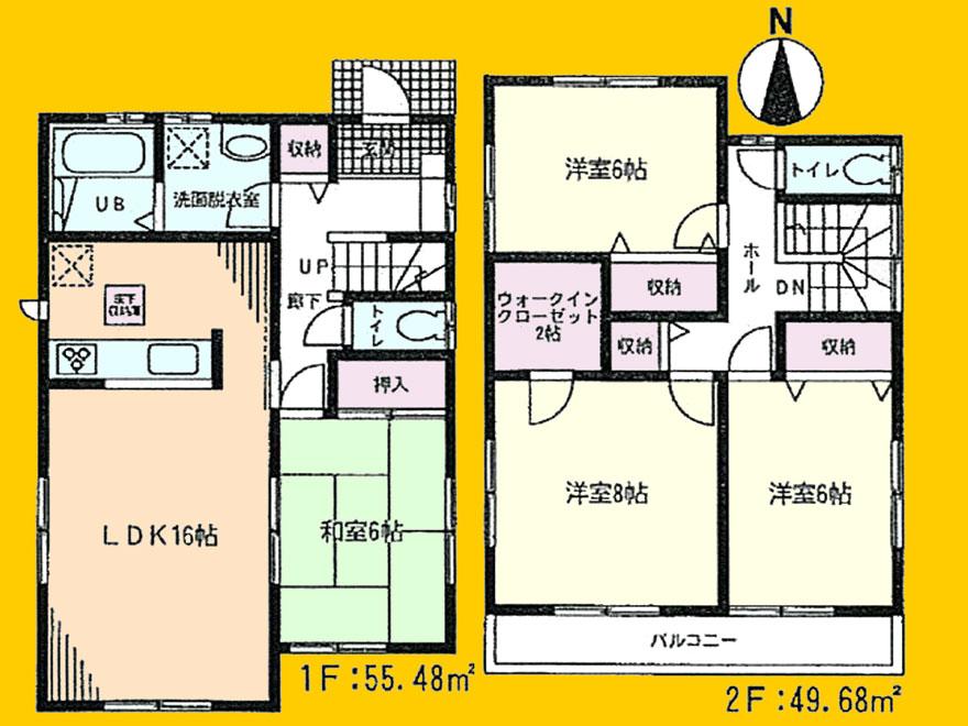 Floor plan. (Building 2), Price 43,800,000 yen, 4LDK, Land area 161.71 sq m , Building area 105.16 sq m