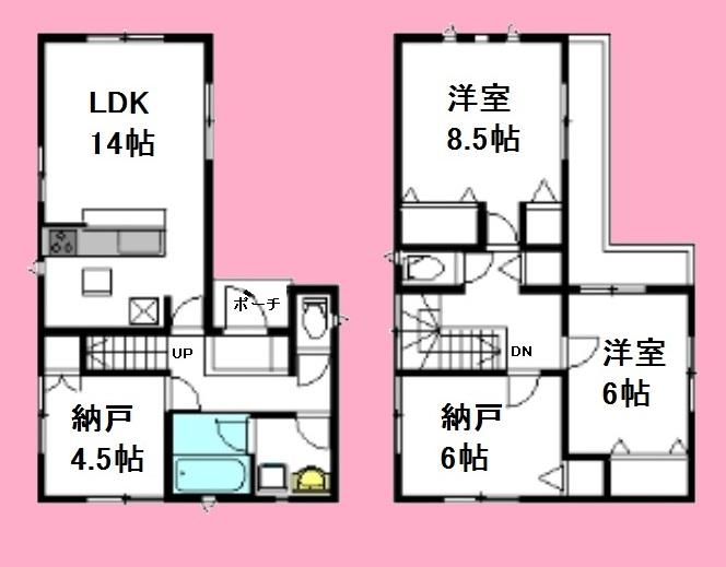 Floor plan. (Building 2), Price 32,800,000 yen, 2LDK+S, Land area 86.01 sq m , Building area 93.55 sq m