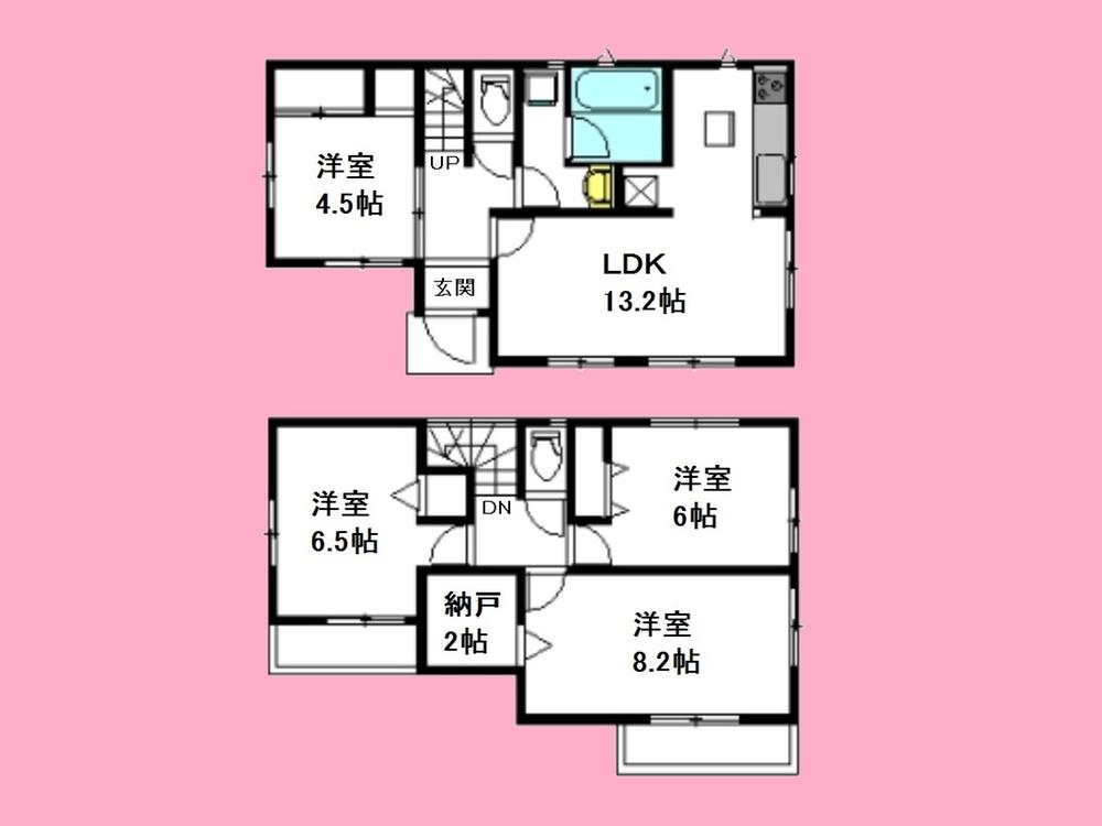 Floor plan. (4 Building), Price 32,800,000 yen, 4LDK, Land area 86.27 sq m , Building area 89.5 sq m