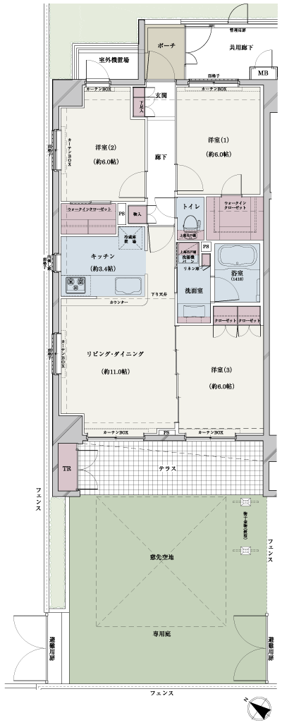 Floor: 3LDK + 2WIC + TR, the occupied area: 72.28 sq m