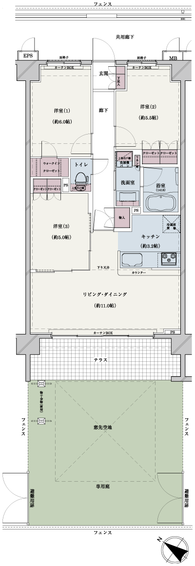 Floor: 3LDK + WIC, the occupied area: 67.89 sq m