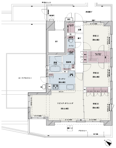 Floor: 3LDK + WIC + SIC, the occupied area: 75.43 sq m