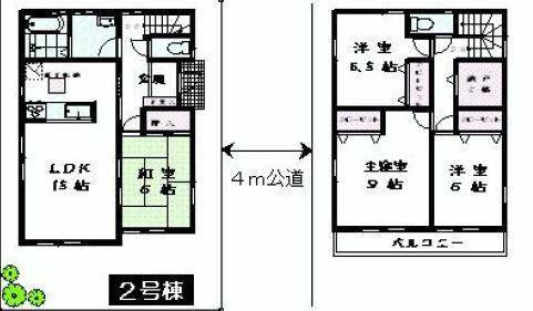 Floor plan. (Building 2), Price 40,300,000 yen, 4LDK, Land area 104.75 sq m , Building area 105.16 sq m
