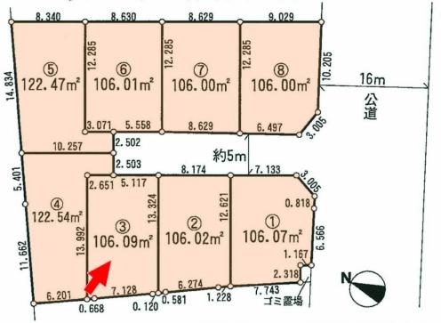 Compartment figure. Land price 19,800,000 yen, Land area 106.09 sq m