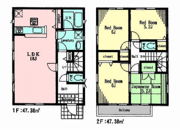 Floor plan. 28.8 million yen, 4LDK, Land area 112.67 sq m , Building area 94.76 sq m