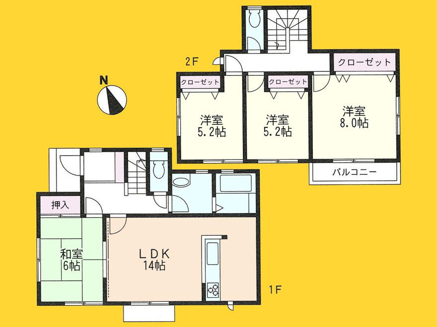 Floor plan. 36,900,000 yen, 4LDK, Land area 131.24 sq m , Building area 96.05 sq m