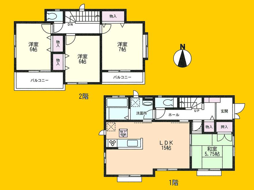 Floor plan. (B Building), Price 33,800,000 yen, 4LDK, Land area 170.39 sq m , Building area 96.46 sq m