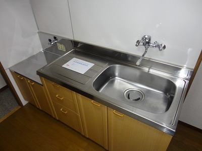 Kitchen. Two-burner gas stove can be installed