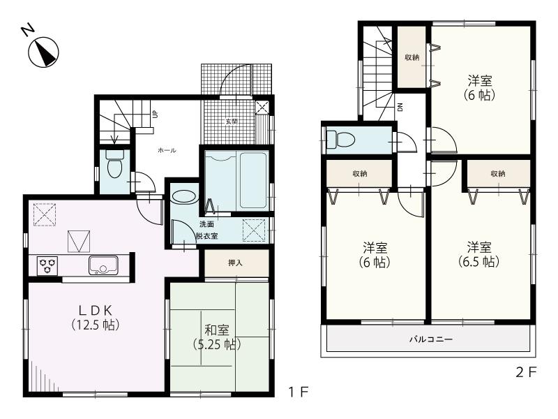 Floor plan. (1 Building), Price 36,800,000 yen, 4LDK, Land area 98.82 sq m , Building area 89.43 sq m