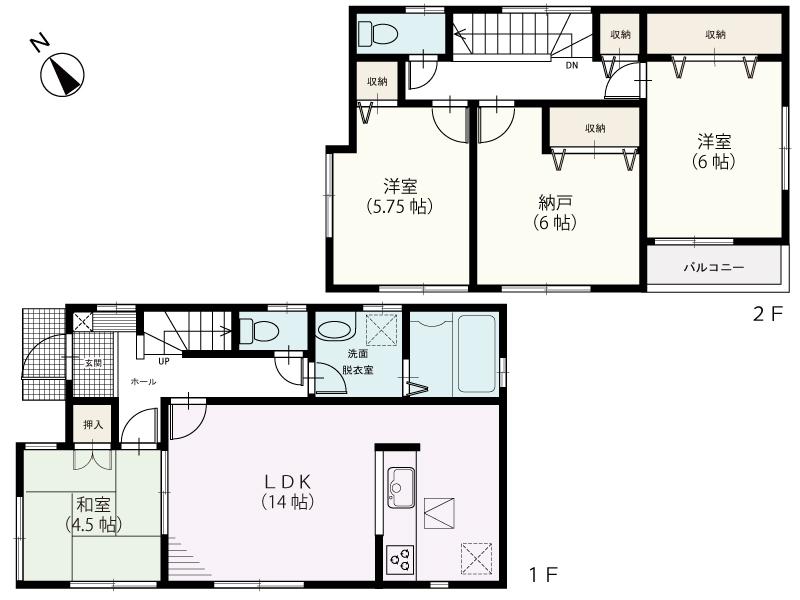 Floor plan. (Building 2), Price 34,800,000 yen, 3LDK+S, Land area 106.02 sq m , Building area 90.67 sq m