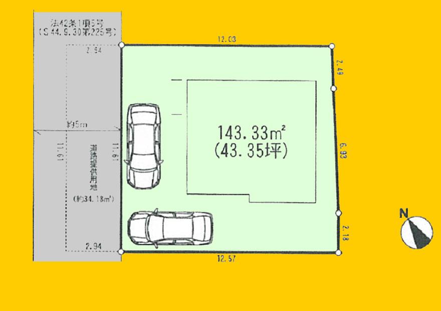 Compartment figure. Land price 18.5 million yen, Land area 143.33 sq m