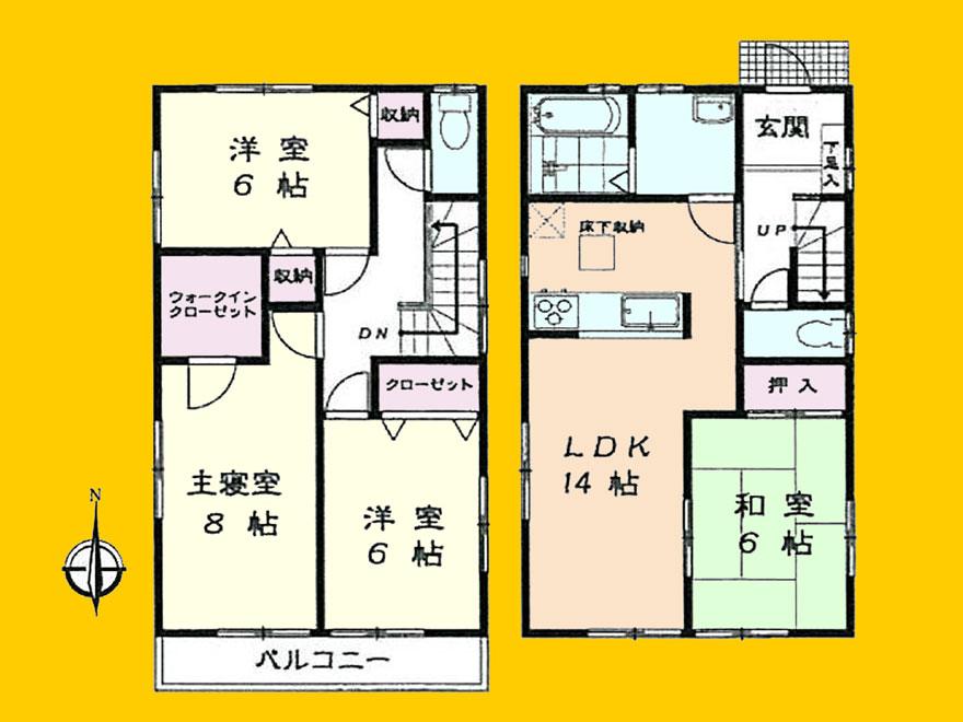 Floor plan. (1 Building), Price 38,800,000 yen, 4LDK, Land area 113.5 sq m , Building area 99.36 sq m