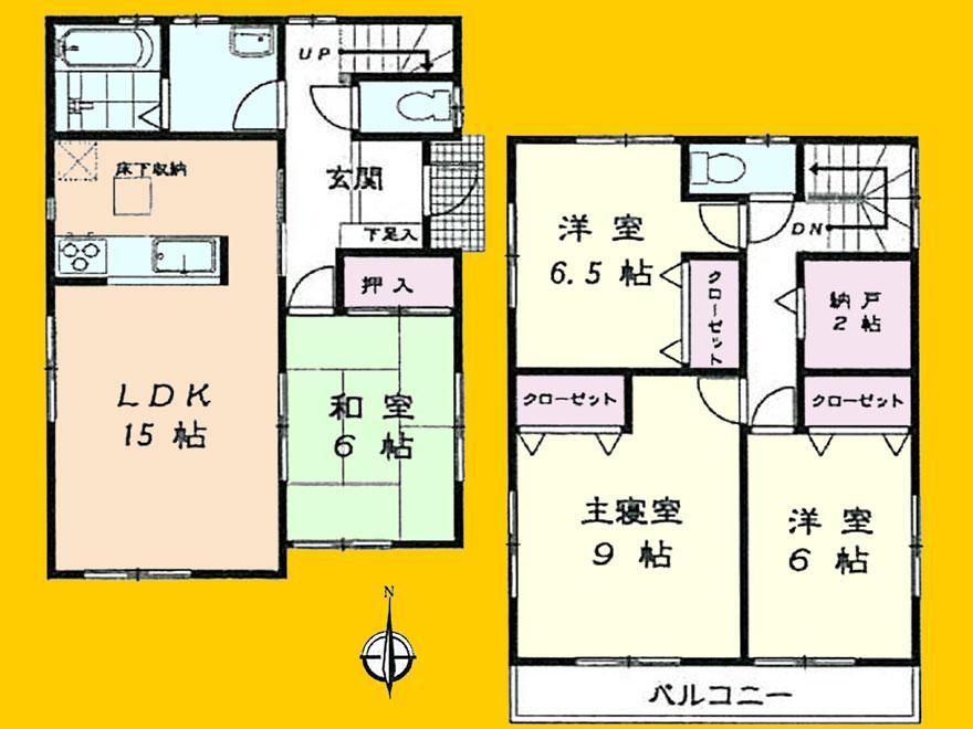 Floor plan. (Building 2), Price 40,300,000 yen, 4LDK+S, Land area 104.75 sq m , Building area 105.16 sq m
