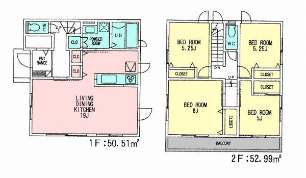 Floor plan. 34,800,000 yen, 4LDK, Land area 132.5 sq m , Building area 103.5 sq m