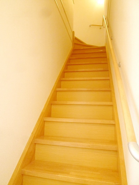 Other room space. illumination, Bright stairs with handrails