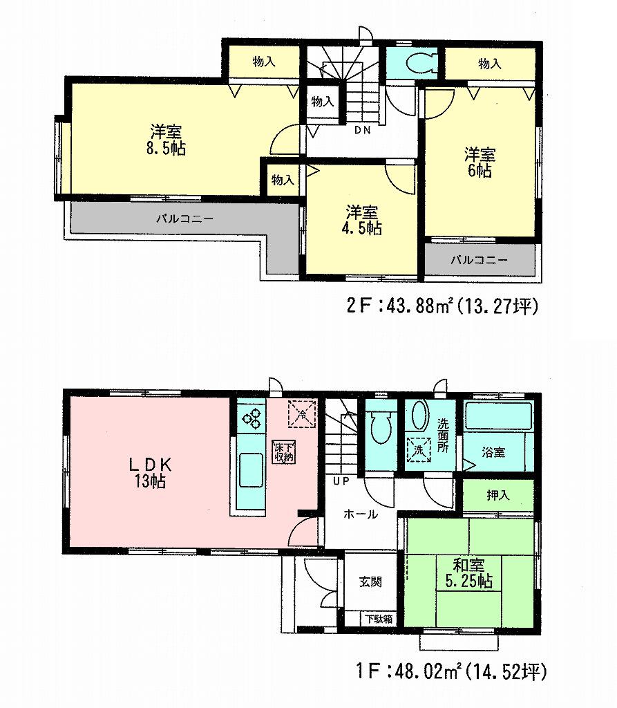 Floor plan. 39,800,000 yen, 4LDK, Land area 100.37 sq m , Building area 91.9 sq m