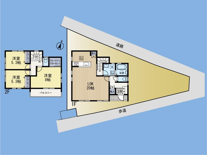 Floor plan. (1 Building), Price 33,800,000 yen, 3LDK, Land area 130.03 sq m , Building area 92.74 sq m