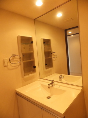 Washroom. Large vanity mirror
