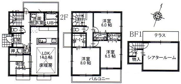 Floor plan. 47,800,000 yen, 5LDK, Land area 140.85 sq m , Building area 124.58 sq m