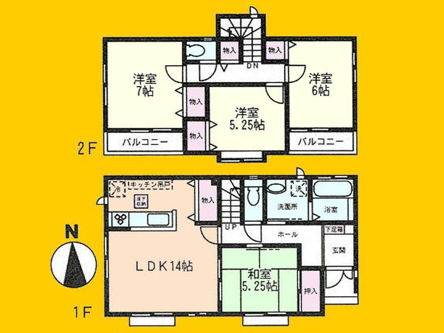 Floor plan. (A Building), Price 30,800,000 yen, 4LDK, Land area 117.77 sq m , Building area 93.98 sq m