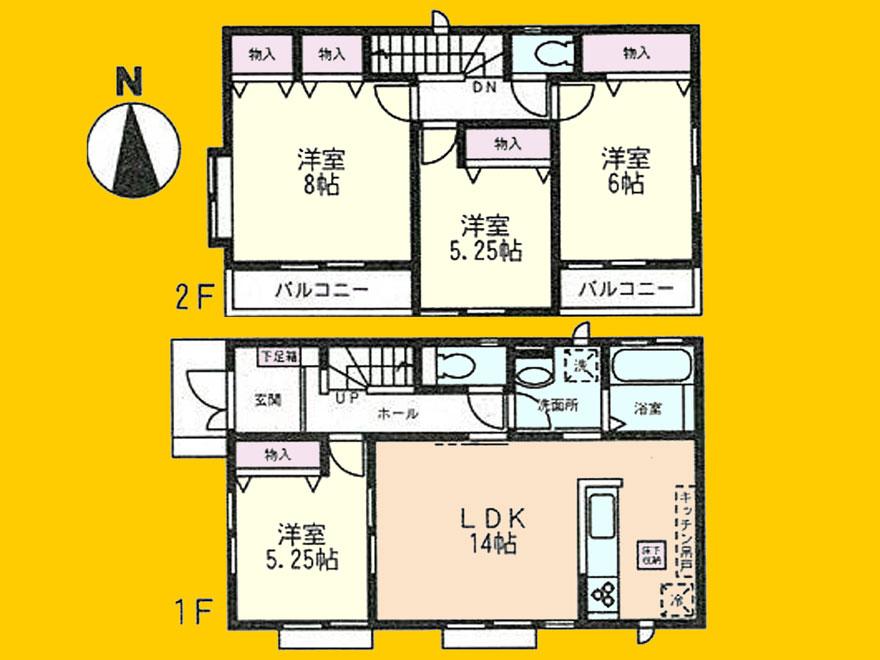 Floor plan. (C Building), Price 33,800,000 yen, 4LDK, Land area 122.05 sq m , Building area 93.56 sq m