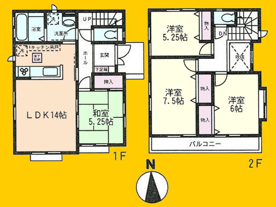 Floor plan. (D Building), Price 36,800,000 yen, 4LDK, Land area 101.86 sq m , Building area 93.16 sq m