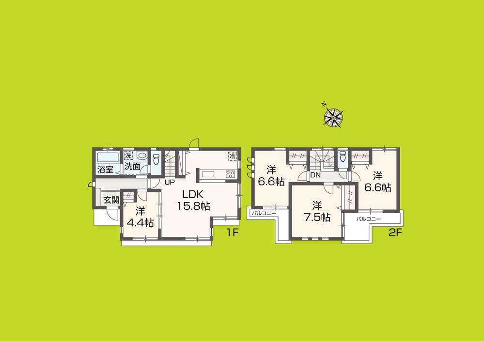 Floor plan. (A section), Price 34,800,000 yen, 4LDK, Land area 126.77 sq m , Building area 95.06 sq m