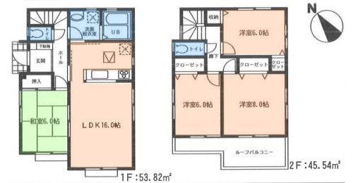 Floor plan. (1 Building), Price 32,800,000 yen, 4LDK, Land area 152.35 sq m , Building area 99.36 sq m