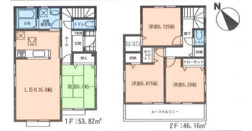 Floor plan. (Building 2), Price 33,800,000 yen, 4LDK, Land area 152.33 sq m , Building area 99.98 sq m