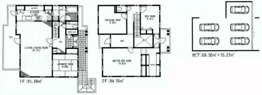 Floor plan. 79,800,000 yen, 4LDK, Land area 241.33 sq m , Building area 245.25 sq m
