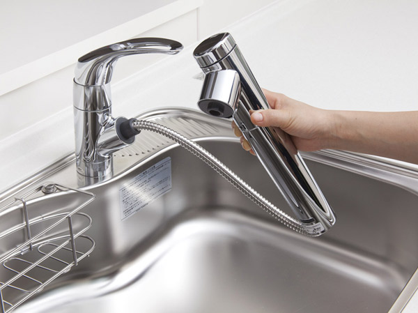 Kitchen.  [Water purifier integrated shower faucet] Water purifier integrated shower faucet that can distinguish the easy clean water and tap water in front lever. Is a convenient hand shower faucet also in care of in the sink.