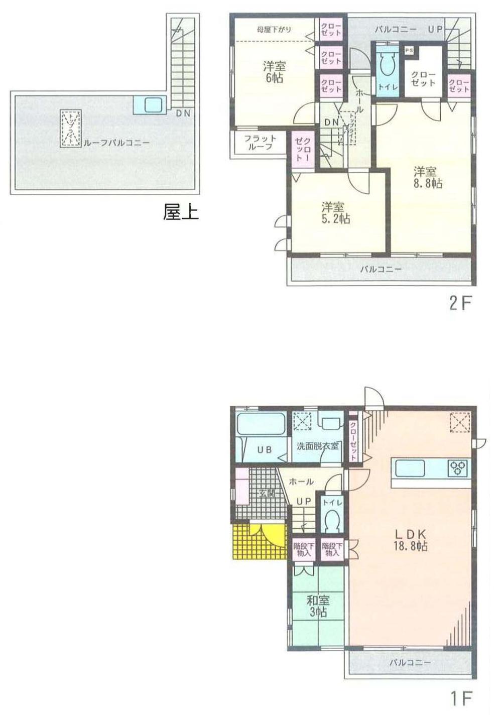 Floor plan. (2), Price 35,800,000 yen, 3LDK, Land area 132.38 sq m , Building area 99.36 sq m