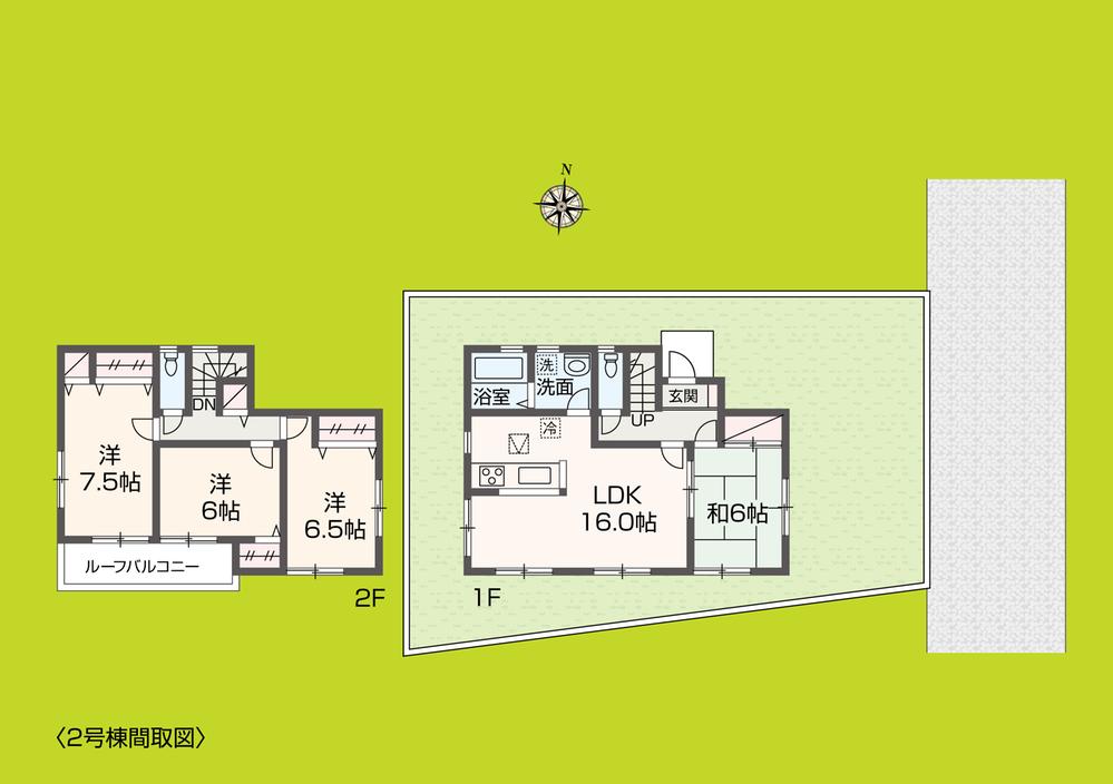 Floor plan. (Building 2), Price 43,800,000 yen, 4LDK, Land area 134.64 sq m , Building area 99.77 sq m