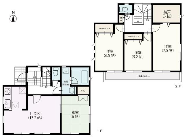 Floor plan. (Phase 2 ・ 2 Building), Price 33,800,000 yen, 4LDK, Land area 125 sq m , Building area 93.15 sq m