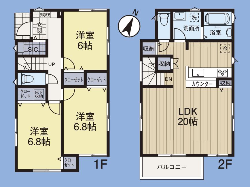 Floor plan. (B Building), Price 37,800,000 yen, 3LDK, Land area 138.22 sq m , Building area 94.39 sq m