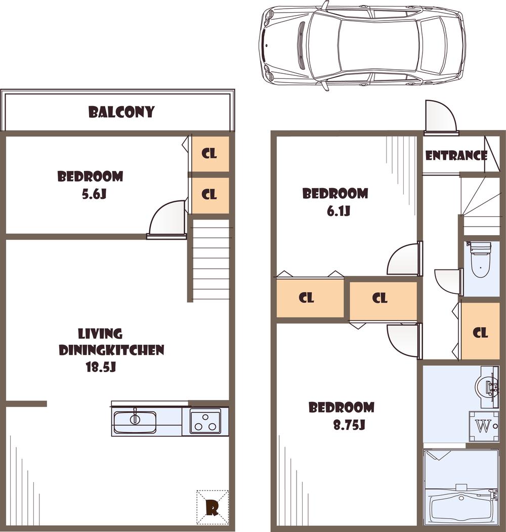 Building plan example (floor plan). Building plan example (A No. land) Building price 14.8 million yen, Building area 84.64 sq m