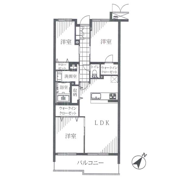 Floor plan. 3LDK, Price 55,800,000 yen, Footprint 70.5 sq m , Balcony area 9.63 sq m