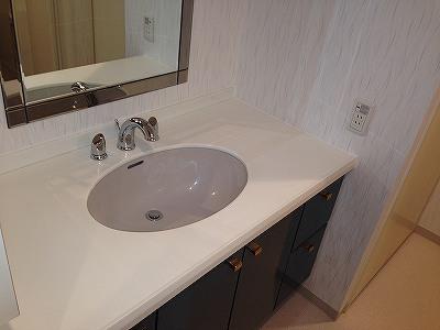 Wash basin, toilet. Interior