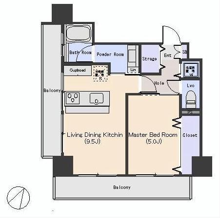 Floor plan. 1LDK, Price 33,800,000 yen, Occupied area 39.84 sq m , Balcony area 12.69 sq m