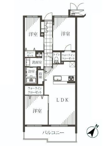 Floor plan. 3LDK, Price 53,900,000 yen, Footprint 70.5 sq m , Balcony area 9.63 sq m