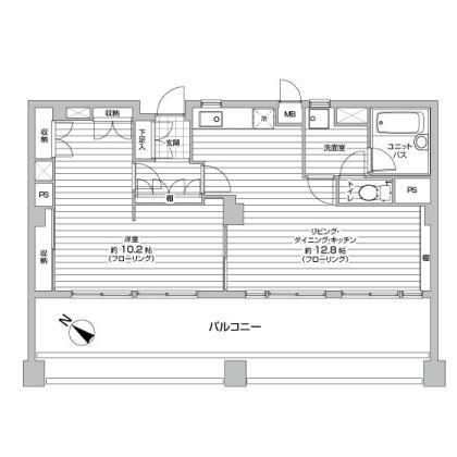Floor plan. 1LDK, Price 29,800,000 yen, Occupied area 52.56 sq m , Balcony area 17.82 sq m