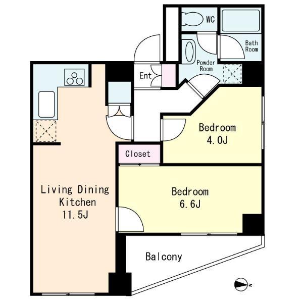 Floor plan. 2LDK, Price 27,900,000 yen, Footprint 44.6 sq m 2LDK (44.60 sq m)