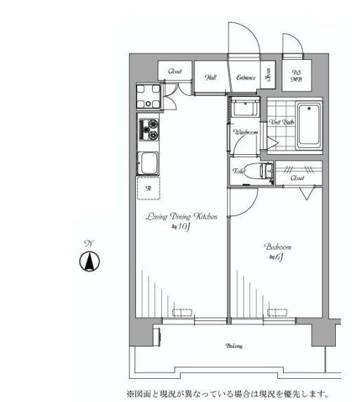 Floor plan. 1LDK, Price 22,800,000 yen, Footprint 35.7 sq m , Balcony area 7.11 sq m