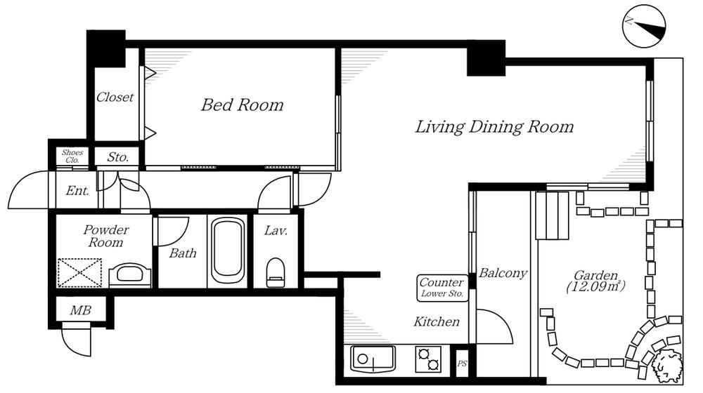 Floor plan. 1LDK, Price 31,400,000 yen, Occupied area 51.53 sq m 1LDK