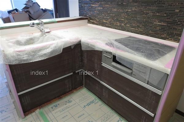 Kitchen. System kitchen is L-shaped