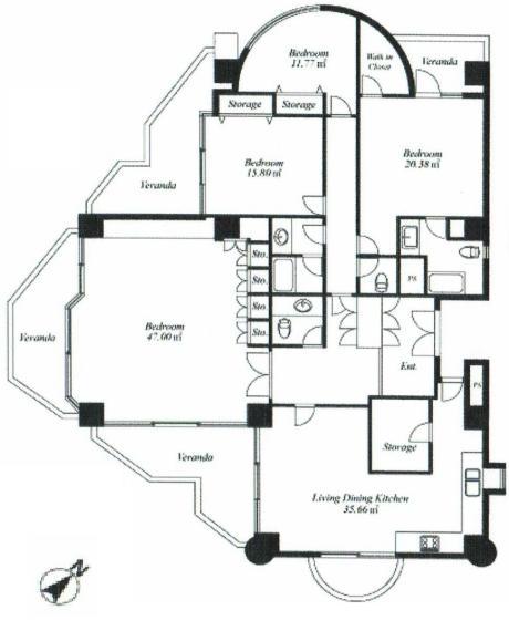 Floor plan. 4LDK, Price 90 million yen, Footprint 182.08 sq m , Balcony area 41.06 sq m